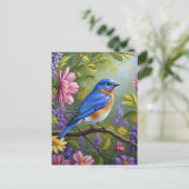 Eastern Bluebird-Blume Postkarte (Stehend Vorderseite)