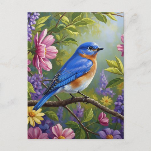 Eastern Bluebird-Blume Postkarte (Vorderseite)