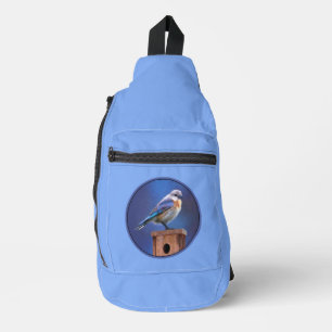 Eastern Bluebird Female Painting Original Bird Art Crossbody Bag