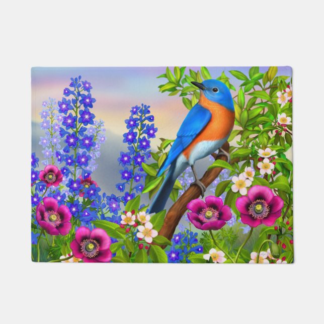 Eastern Bluebird im Garten Doormat Fußmatte (Vorderseite)