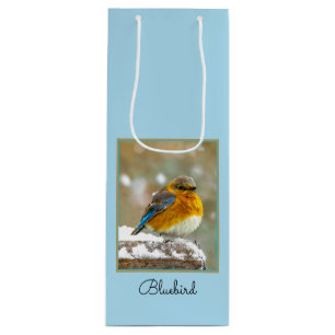 Eastern Bluebird in Snow - Original Foto Geschenktüte Für Weinflaschen