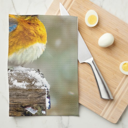 Eastern Bluebird in Snow - Original Foto Geschirrtuch (Viertel Falte)