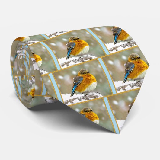 Eastern Bluebird in Snow - Original Foto Krawatte (Gerollt)