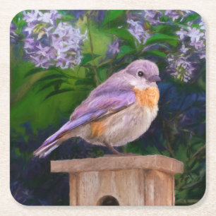 Eastern Bluebird in Snow - Original Foto Rechteckiger Pappuntersetzer