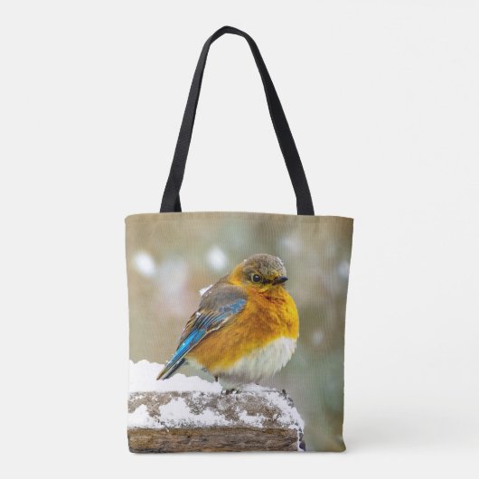 Eastern Bluebird in Snow - Original Foto Tasche (Rückseite)