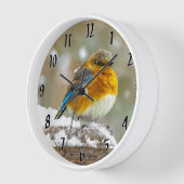 Eastern Bluebird in Snow - Original Foto Uhr (Winkel)