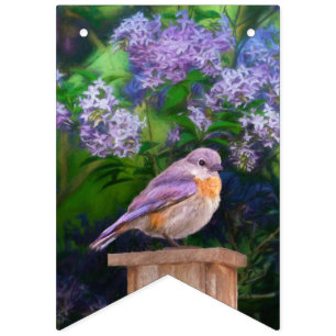 Eastern Bluebird in Snow - Original Foto Wimpelkette