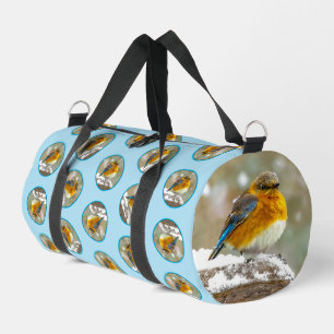 Eastern Bluebird in Snowstorm Original Foto Duffle Bag