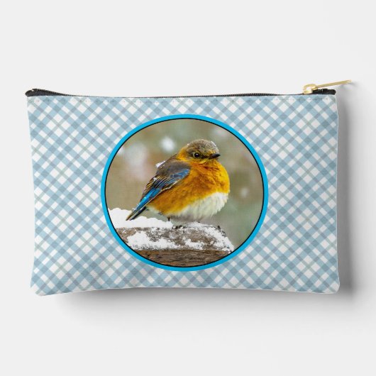 Eastern Bluebird in Snowstorm Original Foto Zubehörtasche (Rückseite)