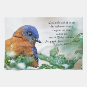 Eastern Bluebird Kitchen Handtuch Matthew 6:26
