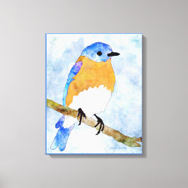 Eastern Bluebird - männlich - Aquarellfarben-Leinw Leinwanddruck
