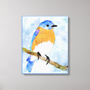 Eastern Bluebird - männlich - Aquarellfarben-Leinw Leinwanddruck