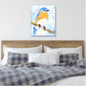 Eastern Bluebird - männlich - Aquarellfarben-Leinw Leinwanddruck (Insitu (Schlafzimmer))