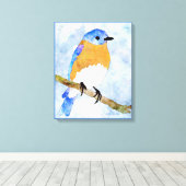Eastern Bluebird - männlich - Aquarellfarben-Leinw Leinwanddruck (Insitu (Holzboden))