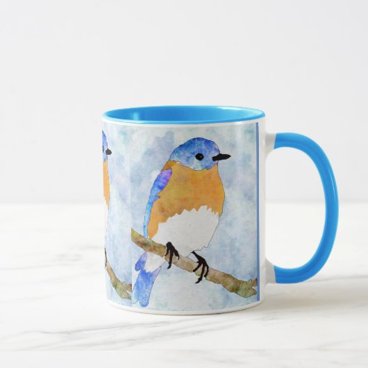 Eastern Bluebird - männlich - Aquarellfarben-Tasse Tasse (Rechts)
