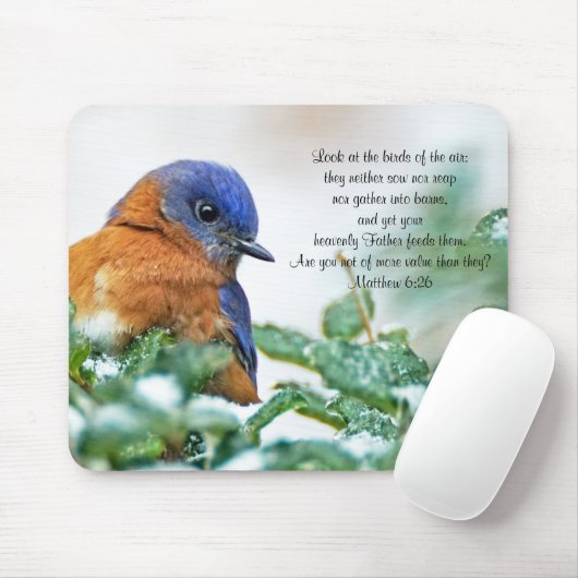 Eastern Bluebird Mousepad Matthew 6:26 (Mit Mouse)