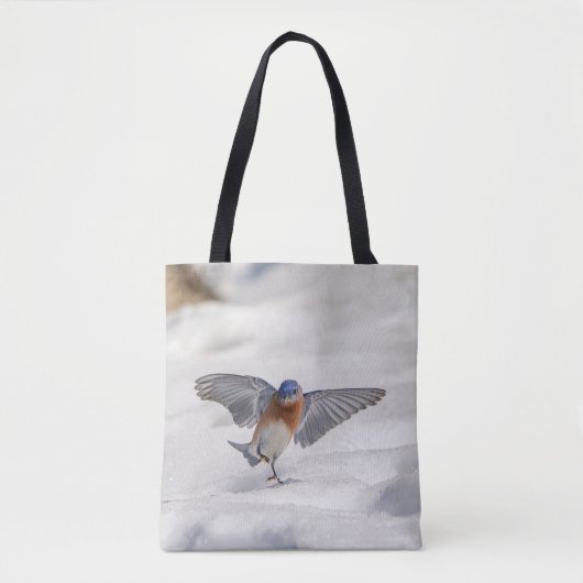 Eastern Bluebird tanzen im Schnee Tasche (Vorderseite)