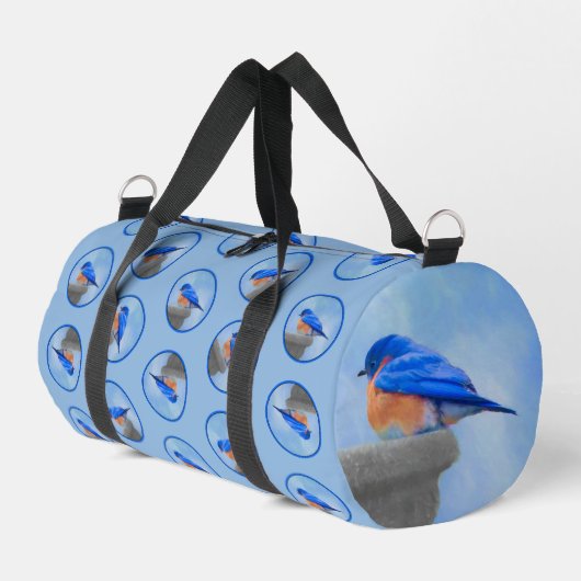 Eastern Bluebird über Birdbath Original Bird Art Duffle Bag (Linke Seite)