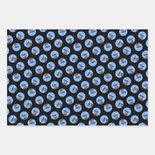 Eastern Bluebird über Birdbath Original Bird Art Geschenkpapier Set (Vorderseite 3)