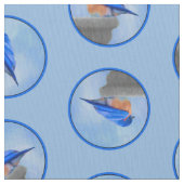 Eastern Bluebird über Birdbath Original Bird Art Stoff (Nahaufnahme)