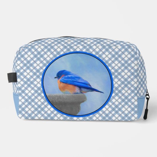 Eastern Bluebird über Birdbath Original Bird Art Waschbeutel (Vorderseite)