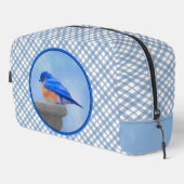 Eastern Bluebird über Birdbath Original Bird Art Waschbeutel (Rechte Ecke)