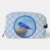 Eastern Bluebird über Birdbath Original Bird Art Waschbeutel (Rückseite)