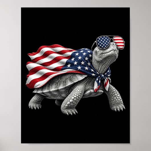 Eastern Box Turtle 4th Of July Aamerican Flag Poster (Vorne)