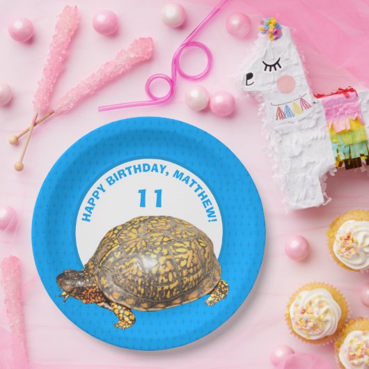 Eastern Box Turtle Bright Blue Personalisiert Pappteller (Party)