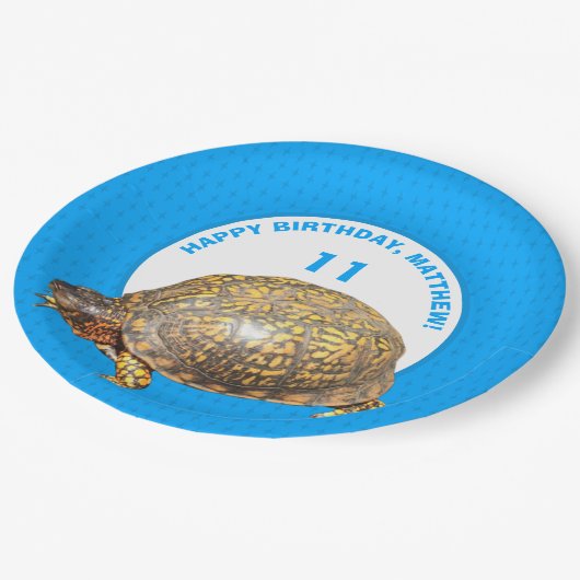 Eastern Box Turtle Bright Blue Personalisiert Pappteller (Schrägansicht)