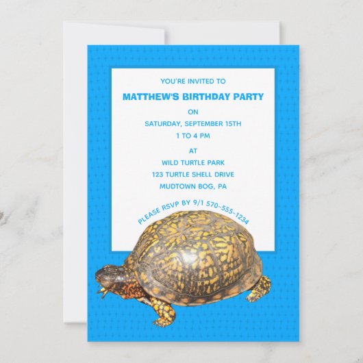 Eastern Box Turtle Foto Custom Birthday Party Einladung (Vorderseite)