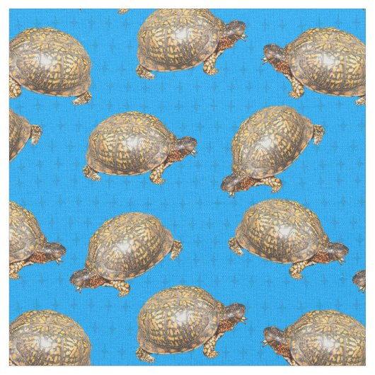 Eastern Box Turtles Bright Blue Gemustert Stoff (Nahaufnahme)