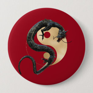 Eastern Chinese Dragon Yin Yang Button