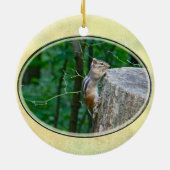 Eastern Chipmunk auf Stump Keramikornament (Hinten)