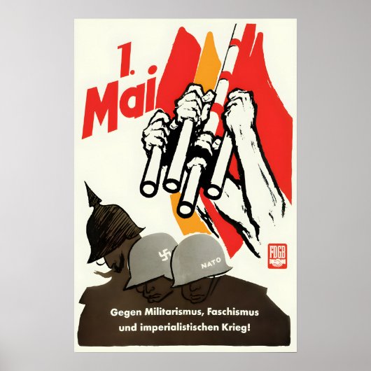 Eastern Germany Propaganda Poster FDGB 1st of May (Vorne)