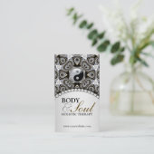 Eastern Healing Black Silver New Age Business Card Visitenkarte (Stehend Vorderseite)
