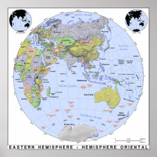 Eastern Hemisphere Map Poster