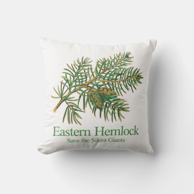 Eastern Hemlock Botanical Branch Throw Pillow Kissen (Vorderseite)