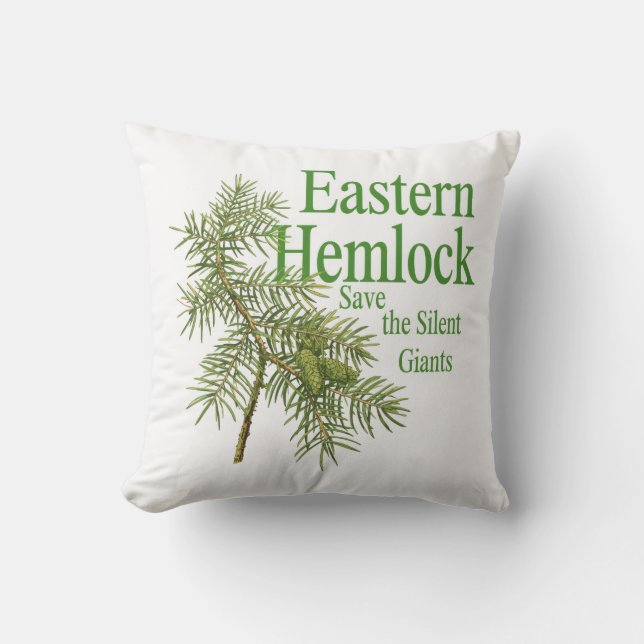 Eastern Hemlock Botanical Nature Decor Pillow Kissen (Vorderseite)