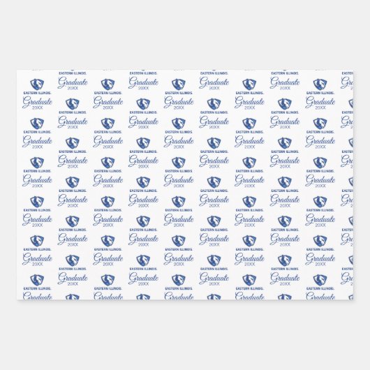 Eastern Illinois Panthers Kopf- und Wordmark-Logo Geschenkpapier Set (Vorderseite 3)
