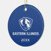 Eastern Illinois Panthers Kopf- und Wordmark-Logo Keramik Ornament (Links)