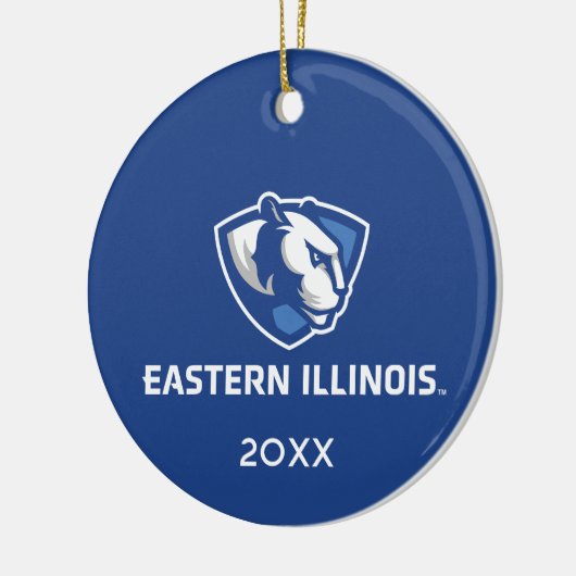 Eastern Illinois Panthers Kopf- und Wordmark-Logo Keramik Ornament (Links)