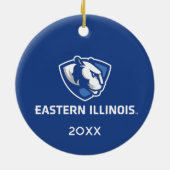 Eastern Illinois Panthers Kopf- und Wordmark-Logo Keramik Ornament (Hinten)