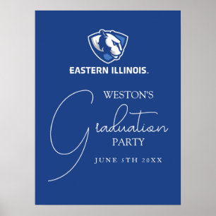 Eastern Illinois Panthers Kopf- und Wordmark-Logo Poster