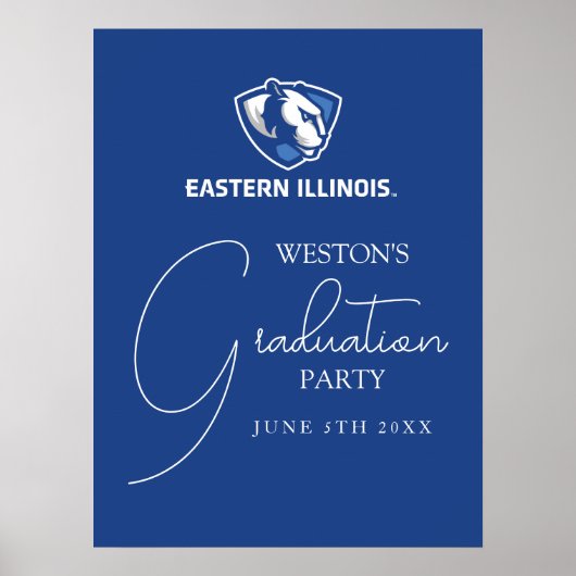 Eastern Illinois Panthers Kopf- und Wordmark-Logo Poster (Vorne)