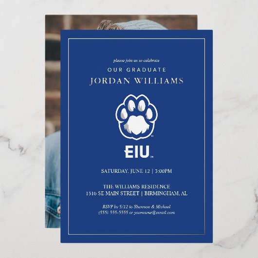 Eastern Illinois Panthers Paw Print & EIU Folieneinladung (Vorderseite/Rückseite)
