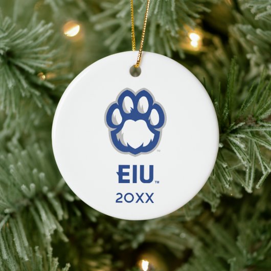 Eastern Illinois Panthers Paw Print & EIU Keramik Ornament (Baum)