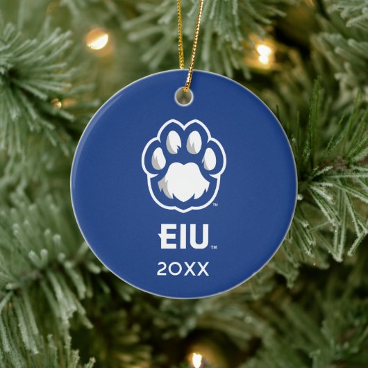 Eastern Illinois Panthers Paw Print & EIU Keramik Ornament (Baum)