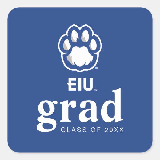 Eastern Illinois Panthers Paw Print & EIU Quadratischer Aufkleber (Vorderseite)
