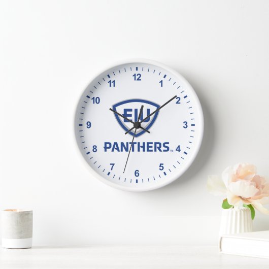 Eastern Illinois Panthers Schild & Wordmark-Logo Uhr (Zuhause)